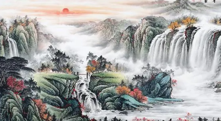 主卧床头背景墙挂山水画合适吗